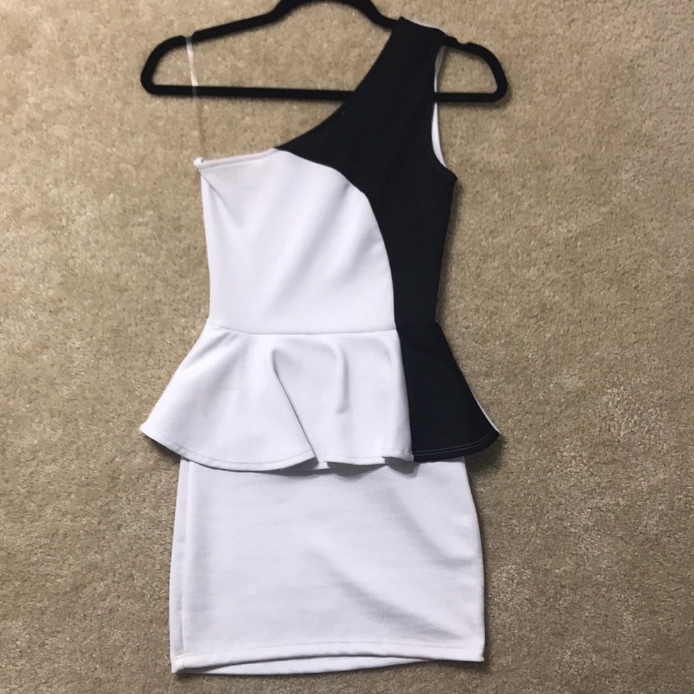 Peplum one shoulder dress